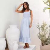 Fresh Sweet Simple Solid Color Sling Dress